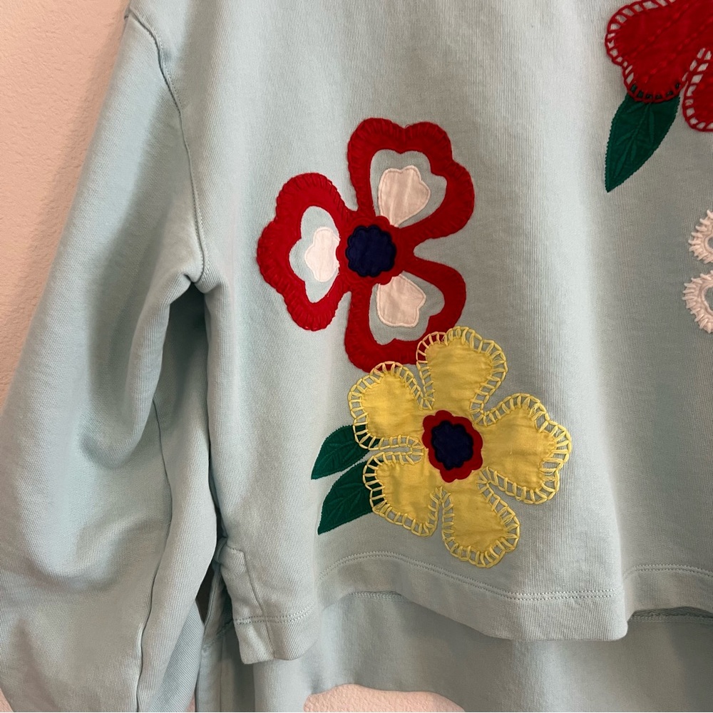 Alice + Olivia Gaia Embroidered Blouson Sleeve Sweatshirt - Blue - Picture 4 of 9